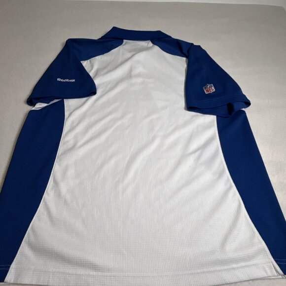 INDIANAPOLIS COLTS Polo Shirt SS REEBOK Blue White NFL AFC South Polyester L - Picture 9 of 12
